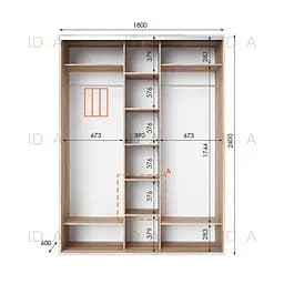 Шафа-купе Idea серія 2 180 x 60 x 240 см Дуб сонома - мініатюра 2