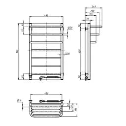 Електрична рушникосушка Navin Fortis 480x800 Sensor права біла 12-228153-3680, Білий, Праве, Електронний - мініатюра 5