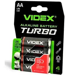 Батарейка Videx Turbo LR06 (AA) blister 4 (4/4/720)