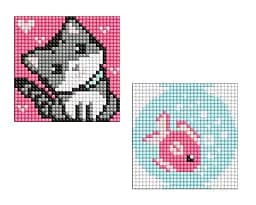 Набір з алмазною мозаїкою на магнітній основі для дітей Рибка та кошеня, 9x9 см, AMS1050