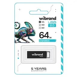 USB флеш накопичувач Wibrand 64GB Chameleon Black USB 2.0 (WI2.0/CH64U6B) - мініатюра 2