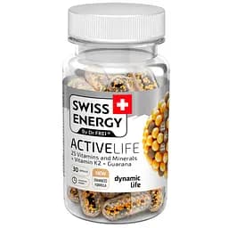 Витамины и минералы с гуараной Swiss Energy ActiveLife 25 Vitamins and Minerals+Vitamin K2+Guarana 30 капсул