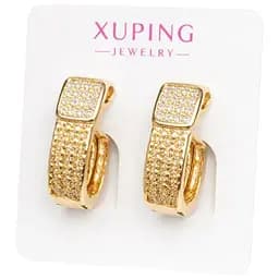 Серьги Xuping с фианитами гипоаллергенное украшение для повседневного образа Золотистый