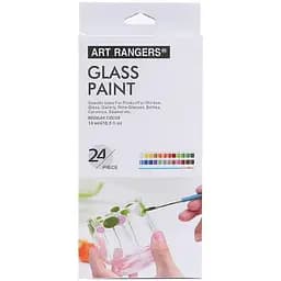 Набір фарб для скла Art Station GAS2415, 15 мл, 24 кольори, 3 пензлика