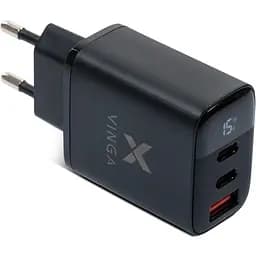 Зарядное устройство Vinga 2xUSB-C PD30W + USB-A QC30W Display 30W Max (VCR30ACCDB)