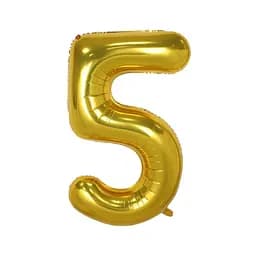 Шар воздушный фольгированный (102 см) Цифра 5 золото