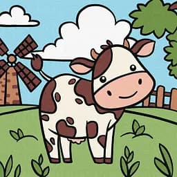 Картина за номерами для дітей "Весела корівка" Ideyka 25х25 см КНО9073