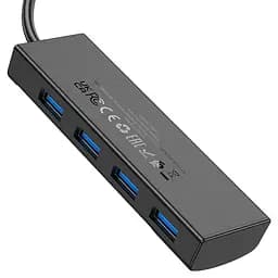 Хаб - концентратор адаптер Hoco HB41 Easy Safety 4-in-1 Hub Usb-A to 4 Usb 3.0 20 см - мініатюра 3