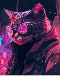 Набор для росписи по номерам Кот в неоне, Strateg, 30x40 см, SS6745