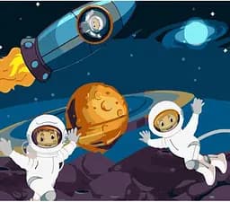 Набір для розпису по номерах Друзі космонавти, Strateg, 30x40 см, SS6716