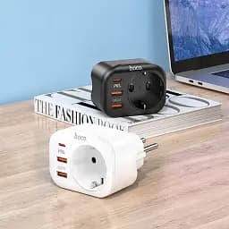 Мережевий зарядний пристрій Hoco NS3 Multifunctional socket (1C2A PD20W) Black - мініатюра 4