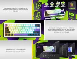 Клавиатура игровая механическая HATOR HK-60-WV Wireless Hellyberry Switch USB, 2,4 ГГц, Bluetooth 5.3 White-Violet - мініатюра 10