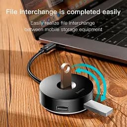 USB-хаб Baseus Round Box 4-Port USB-C Black 0.1м (CAHUB-G01) [77933] - мініатюра 11