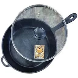 Сковорода чугунная Maysternya с литой ручкой и стеклянной крышкой 28 см (Т204С3)