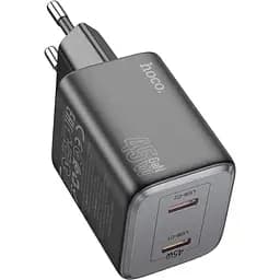 Зарядний пристрій Hoco N42 Quick Charger PD 45W / 2 х Type-C з кабелем Type-C to Type-C Black - мініатюра 2