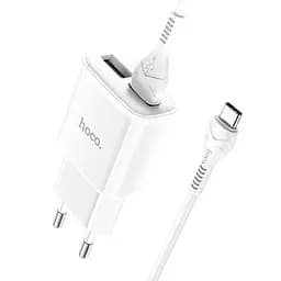 Блок живлення та кабель Hoco C88A Type-C Cable Star round dual port charger set білий - мініатюра 2
