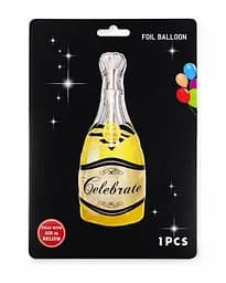 Фольгована кулька JS Balloon фігура "Шампанське золоте Сelebrate" наповнення повітрям або гелієм для тематичних вечірок Золотистий - мініатюра 2