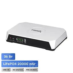 Джерело безперебійного живлення DC UPS Trinix TRX-MUPS-3648PoE (20000mAh LiFePo4) 5V/9V/12V/24V/48V/PoE, LiFePo4 4*5Ah, для роутера і медіаконвертера (42-00163) - мініатюра 2