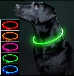 Нашийник з LED-підсвічуванням та USB-заряджанням 35 см зелений - мініатюра 2