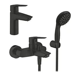 Набор смесителей 3 в 1 для ванной комнаты Grohe QuickFix Start Black UA303301SQ, Черный матовый