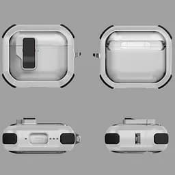 Футляр протиударний Locking Button для навушників Airpods 3 White - мініатюра 3