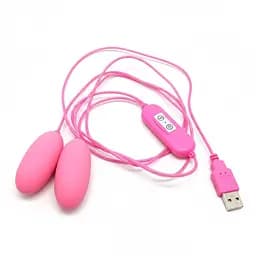 Подвійне віброяйце для жінок 10 режимів вібрації 5,5 см з usb рожеве