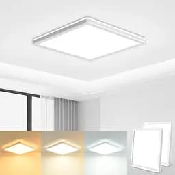 Стельовий світильник zemty 2 Pack 18CM LED  3000K/4000K/6500K, 15W 1500LM Black Square Flush Bathroom Lights, водонепроникний
