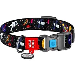 Нашийник для собак Waudog Nylon NASA, з QR-паспортом, пластиковый фастекс, XL, 35-58х2,5 см