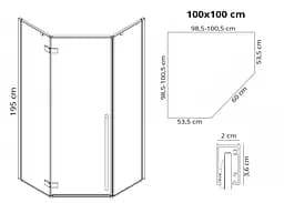 Душова кабіна Rea Diamond 100x100 gold REA-K6616, Золотий, Універсальна, прозорий - мініатюра 6