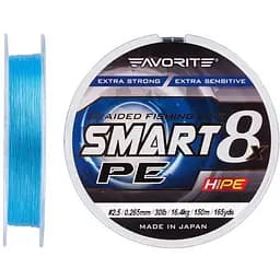 Шнур Favorite Smart PE 8x 150м #2.5/0.265 mm 30lb/16.4 kg Синий (1013-1693.10.77)