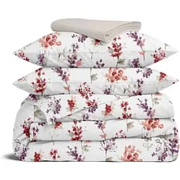 Комплект постільної білизни Cosas Watercolor flowers CS1 Євро фіолетовий (FlowersRedFio_98Cappuccino_200)