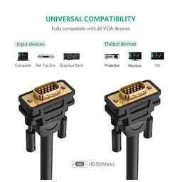 Кабель мультимедійний VGA M to VGA M 2.0m VG101 black Ugreen (11646)