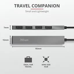 Концентратор Trust Halyx Aluminium 4-Port Mini USB Hub (23786_TRUST) - мініатюра 7