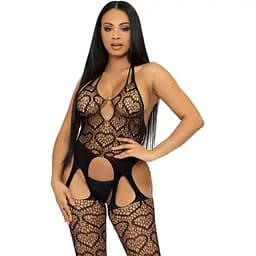 Бодістокінг з відкритим доступом Leg Avenue Net suspender bodystocking One size Black мереживо