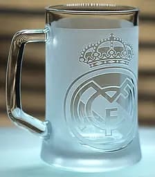 Пивний келих 660 мл Реал Мадрид Real Madrid з гравіюванням подарунок для фаната ФК  футбольний кухоль - мініатюра 2