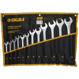 Ключи рожково-кидочные Sigma 12 шт 13-32 мм CrV satine (тк чехол) (6010211)