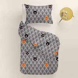 Дитяча постільна білизна в ліжечко WOOD ANIMALS CS1, сірий (BearsWoodGrey_Cappuccino110x160_140) - мініатюра 2