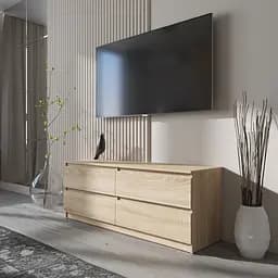 Тумба під телевізор Vays R-6 Дуб Сонома, 4 шухляди без ручок, ЛДСП, 140×40×53 см