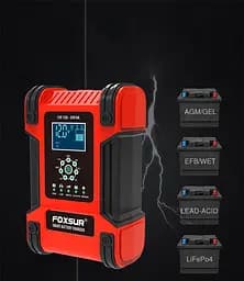 Автоматичний зарядний пристрій AGM FOXSUR 12 В/24 В 12 A LiFePO4 GEL SLA - мініатюра 10