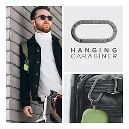 Силіконовий чохол для навушників Apple AirPods 3, Hang Case, зелений, ультратонкий захисний кейс товщиною 2 мм, захист від подряпин, пилу та ударів, компактний, з карабіном для кріплення, ArmorStandart (ARM60315) - мініатюра 6
