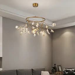Современная люстра-кольцо золотистого цвета на 27 лампах Line.F Цвет плафона Прозрачный