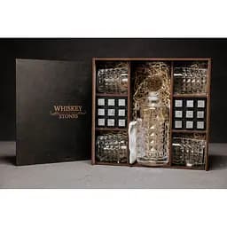 Подарунковий набір Whiskey Stones камені для віскі 18 штук + інструкція + щипці + мішечок для зберігання + 4 склянки та декантер - мініатюра 2