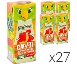 Galicia, Упаковка 27 шт. х 200 мл, Смузі Яблуко-вишня-банан-полуниця, без цукру - мініатюра 2