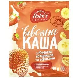 Каша вівсяна Holm's light food з бананом, полуницею та вершками 40 г