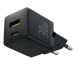 Швидкий зарядний комплект із кабелем Baseus Palm Fast Charger C+U 30 W EU Cluster Black - мініатюра 4