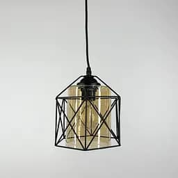 Світильник підвісний в чорному корпусі з скляним плафоном | Line F | Арт. 11770/1 BK