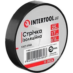 Стрічка електроізоляційна Intertool ізолента 25 м чорна 17 x 0.15мм в упаковці 10 шт.