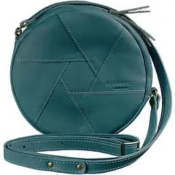 Шкіряна кругла жіноча сумка Бон-Бон зелена