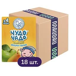 Упаковка соку Чудо-Чадо Яблучно-грушевий з м'якоттю 3.6 л (200 мл х 18 шт.)