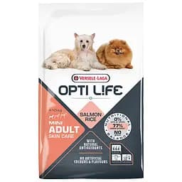 сухий корм для дорослих собак малих порід Versele-Laga Opti Life Adult Skin Care Mini з лососем 7.5 кг (5410340311493)